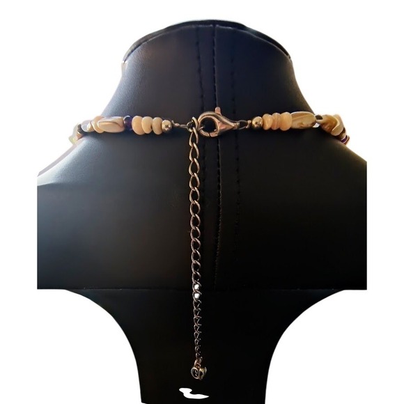 Carolyn Pollack Natural Shell Amethyst Peridot Beaded Necklace Sterling - Picture 3 of 8